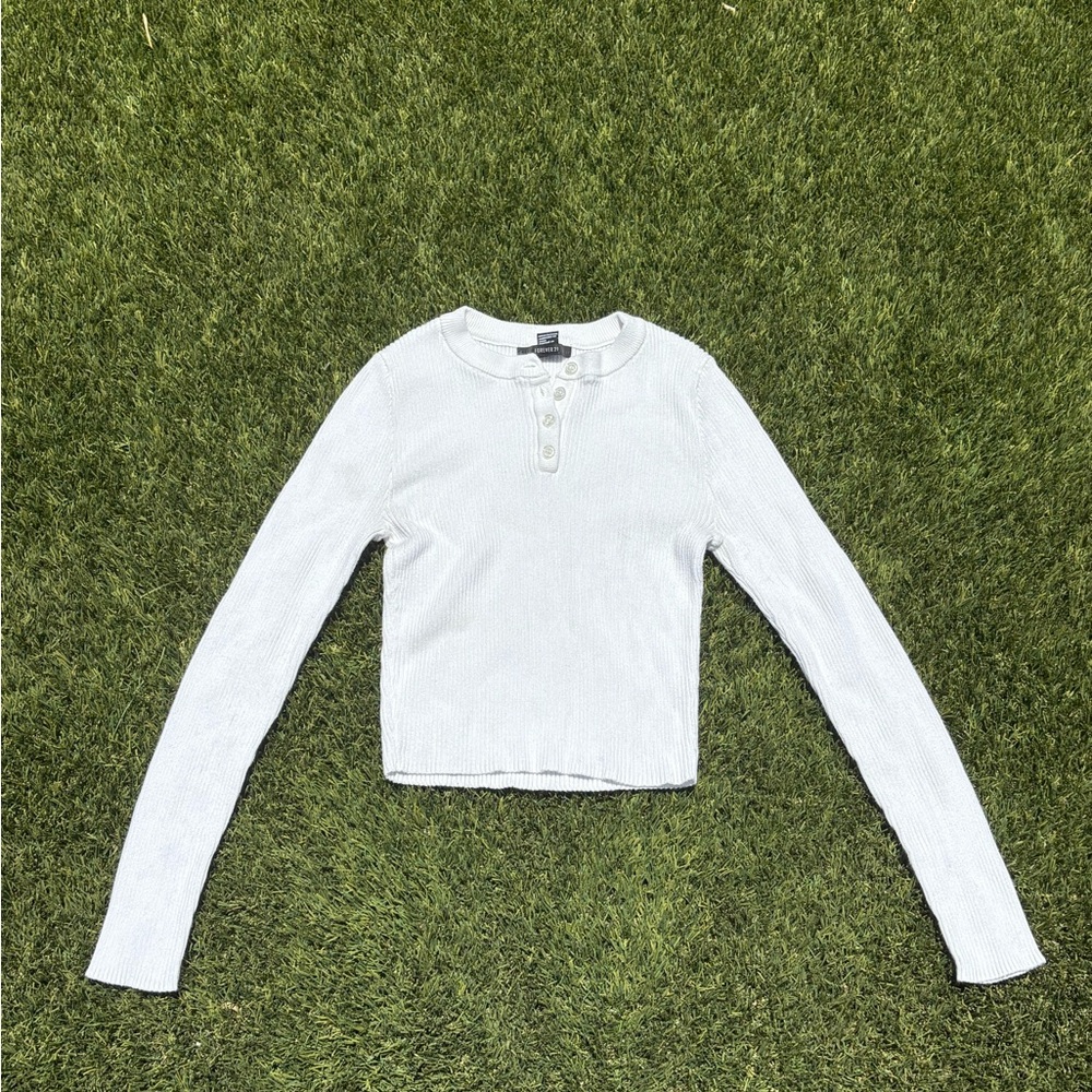 White Long Sleeve Crop Top